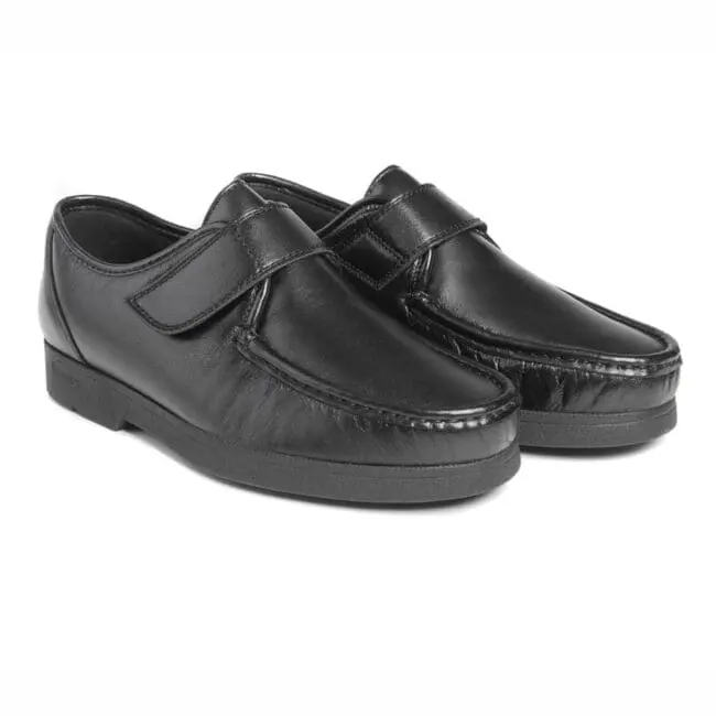 Paire de chaussures confortables pour hommes avec fermeture velcro, noires, modèle 5203