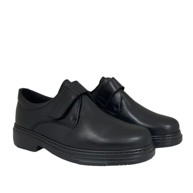 Pair of comfortable men's shoes, with velcro fastening, in black, model 5479 Clink V2