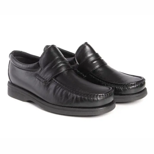 Paire de chaussures confortables pour hommes avec bande, noires, modèle 5615-B94