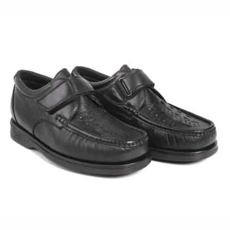 Par de zapatos confort ancho especial para hombre, color negro, modelo 5660-H-P5 V2