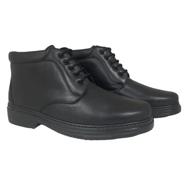 Par de botines de piel para hombre con cordón, color negro, modelo 5685-N-H V2