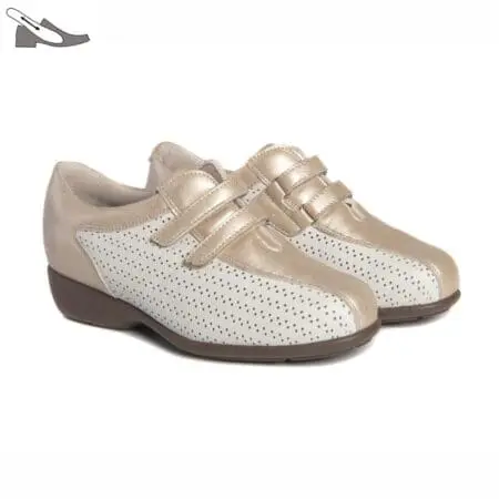 Pair of women's casual shoes with velcro strap and perforated sides, colour ceramic-tangon, model 5945-P-H V2