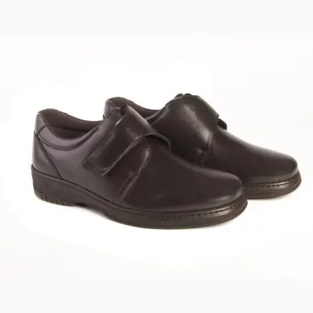 Pair of men's shoes with extra wide last and velcro fastening, brown colour, model 6176-H Clink V2