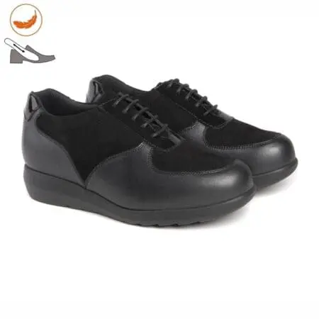 Pair of sneakers with special width, black, model 7673 - H/G V2