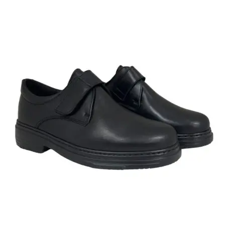 Pair of comfortable men's shoes, with velcro fastening, in black, model 5479 Clink