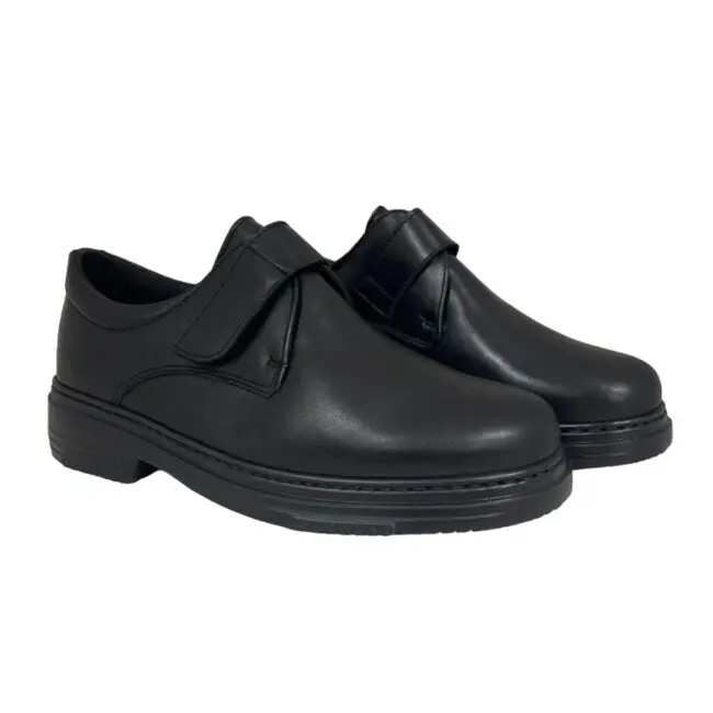 Paire de chaussures confortables pour hommes, avec fermeture velcro, en noir, modèle 5479-H Clink