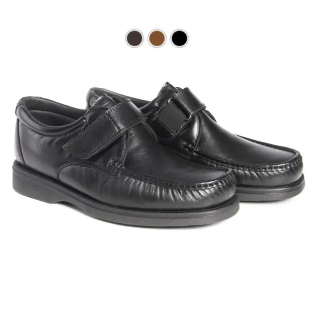 Comfortable men's leather shoe with velcro fastening 5660 | Pinoso's