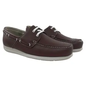 Comfortable boat shoes, special width, diabetic foot, mahogany colour, model 7168-H