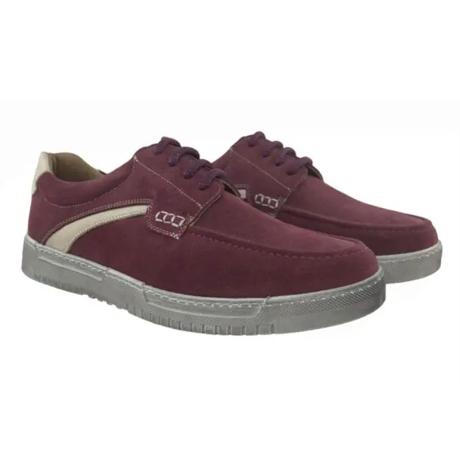 Comfortable suede shoe, bordeaux colour, model 7631 V2