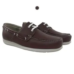 Comfortable boat shoes, special width, diabetic foot, mahogany colour, model 7168-H