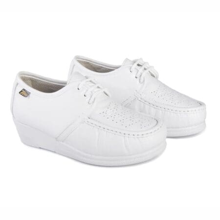 Pair of comfortable women's lace-up shoes, white, model 5165-P59 V2