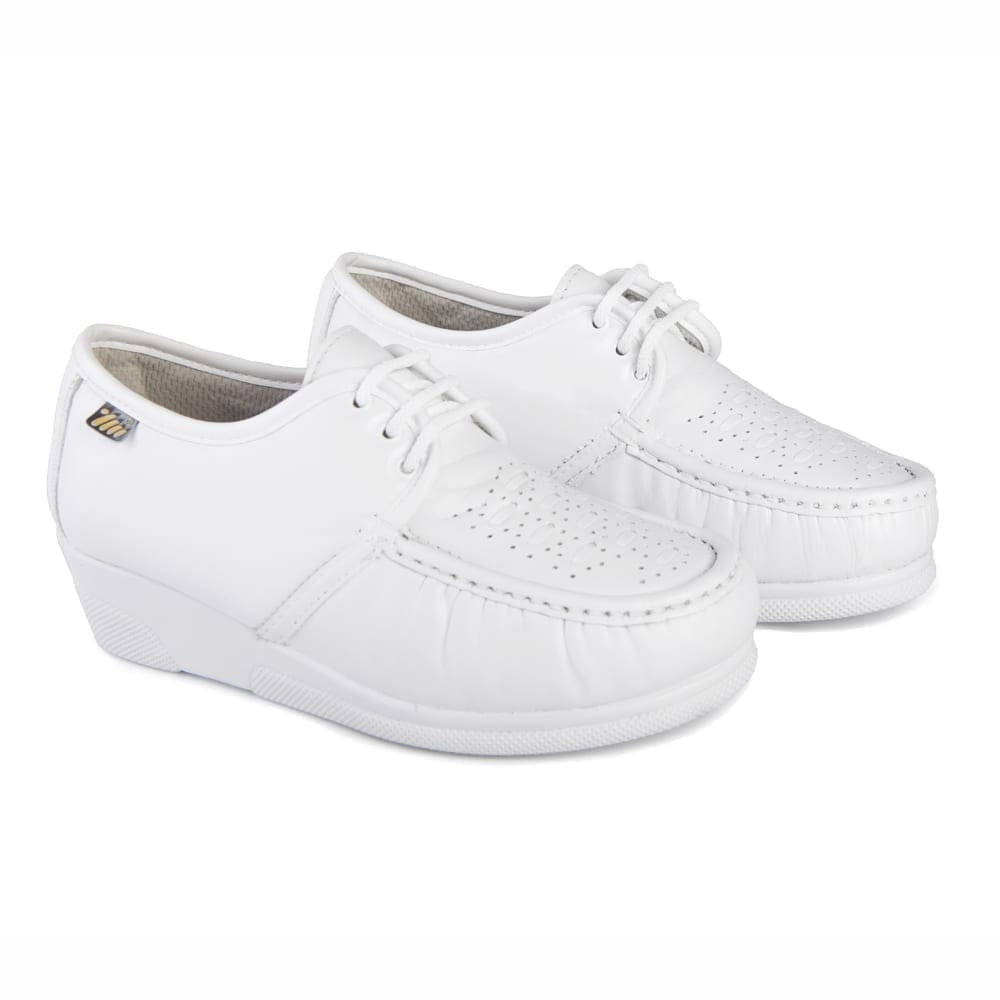 Comfortable women's lace-up shoes, white, model 5165-P59 V2