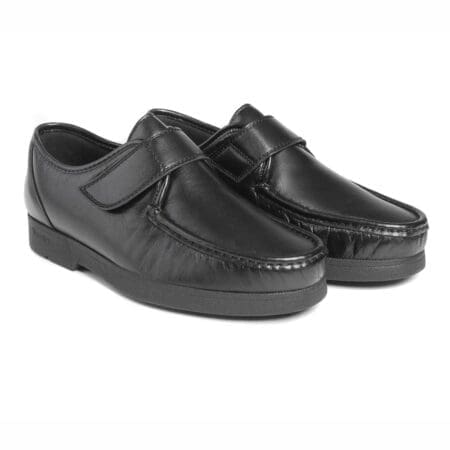 Pair of comfortable men's shoes with velcro fastening, black, model 5203 V2