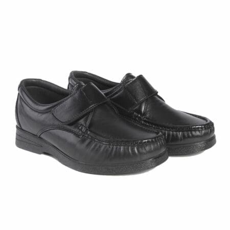 Pair of comfortable black women's shoes with velcro fastening, model 5235 Noe V2