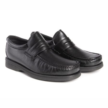 Pair of comfortable men's shoes with band, black, model 5615-B94 V2