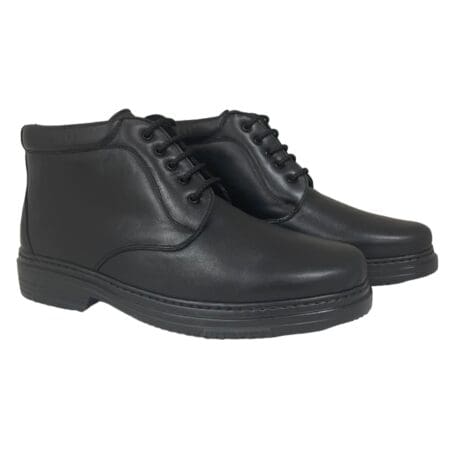 Bottines noires pour hommes en cuir, largeur spéciale, pieds spéciales, 5685-N-H