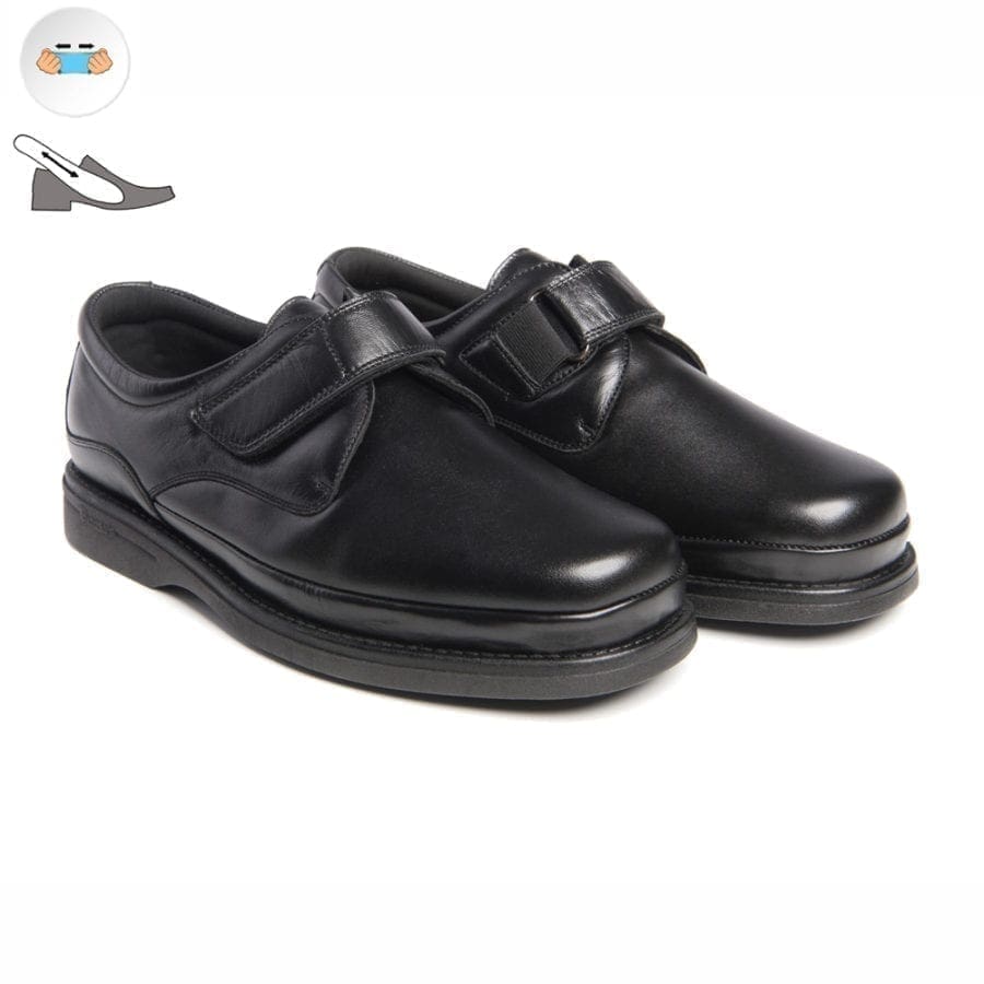 Pair of comfortable men's shoes with special width, colour black, model 5749-H V2