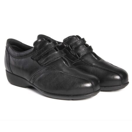 Chaussure Oxford confortable avec semelle extra-large, fermeture velcro, couleur noire, modèle 6149-H