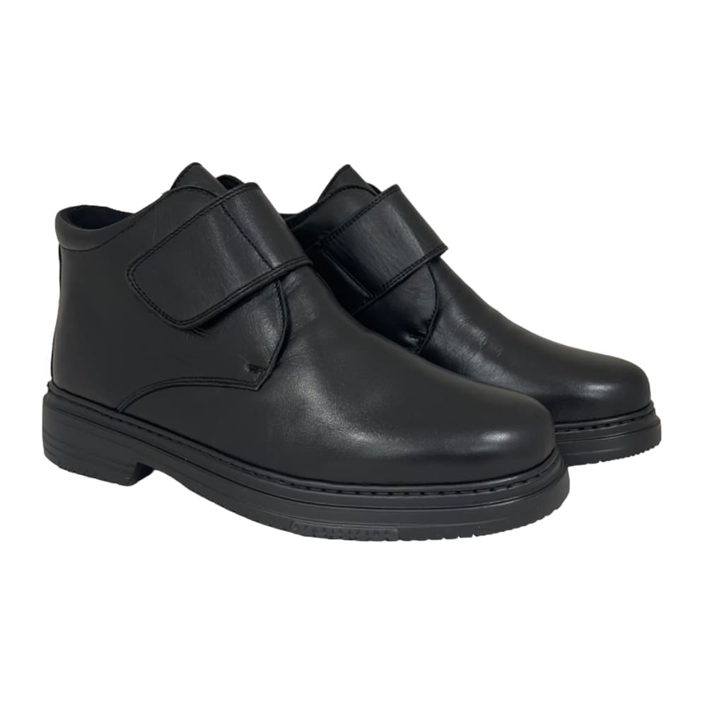 Botines negros cómodos para hombre con velcro, modelo 6211-H