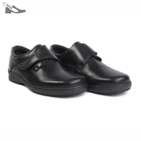 Pair of comfortable men's shoes with extra wide last and velcro fastening, in black, model 6788-H V2