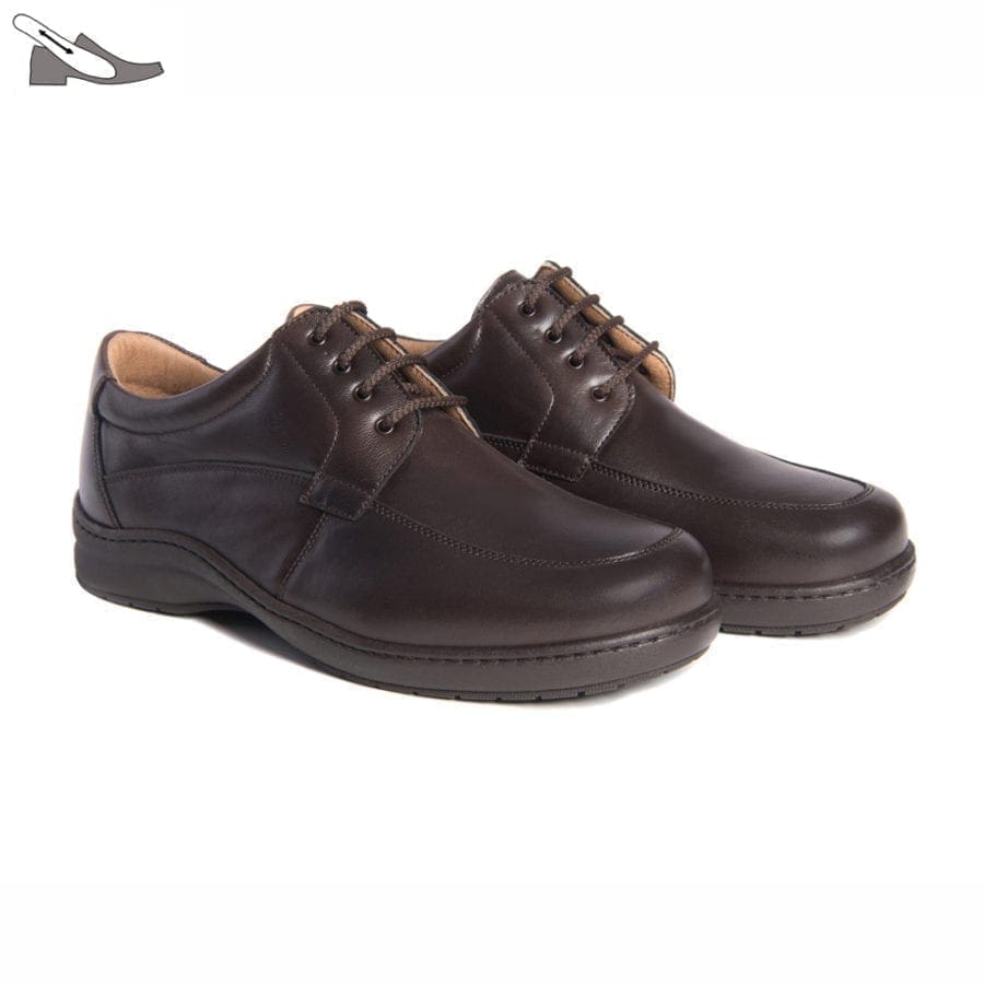 Pair of comfortable men's lace-up shoes, brown, model 7630-H V2