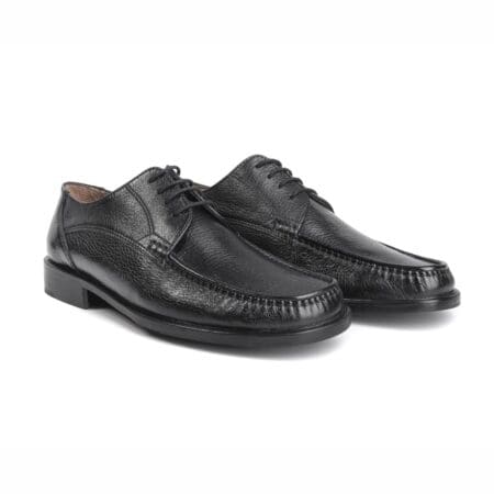 Pair of men's dress shoes with deerskin, black, model 82005 Deer V2