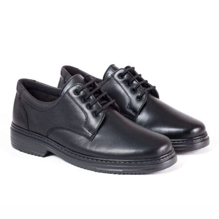 Pair of men's shoes with lace-up and extra wide last, black, model 5975-H CLINK V2