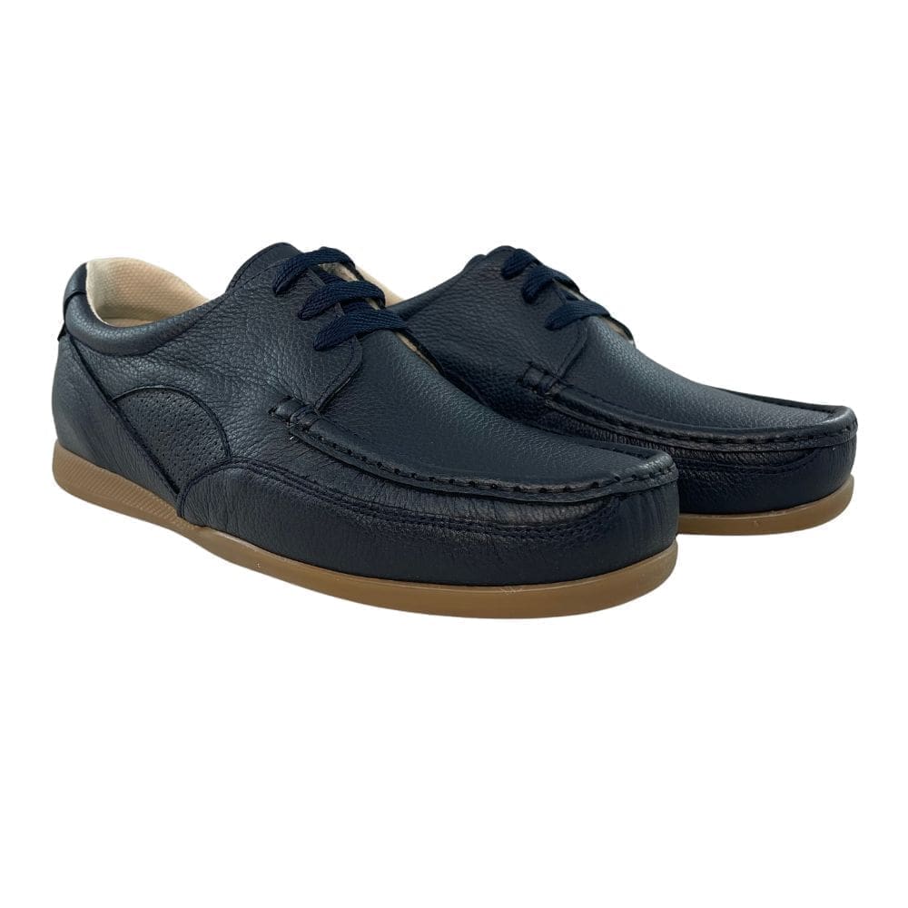 Blue boat shoes with special width for men, model 6317-H