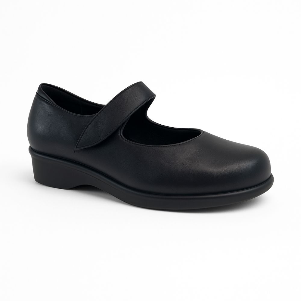 Merceditas cómodas para mujer de piel, cierre velcro, color negro, modelo 8419 Pinosos